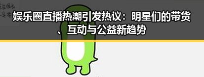 娱乐圈直播热潮引发热议：明星们的带货、互动与公益新趋势